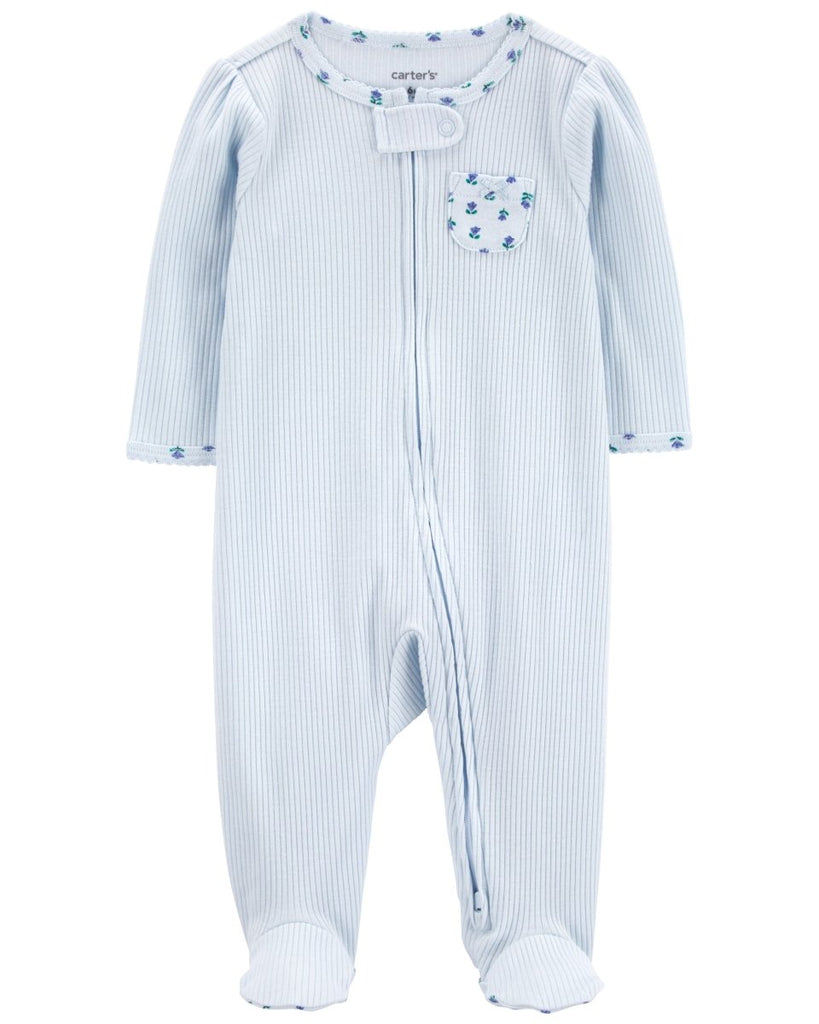 Pijama una pieza de algodón térmico, con pie, diseño floral - Carter's