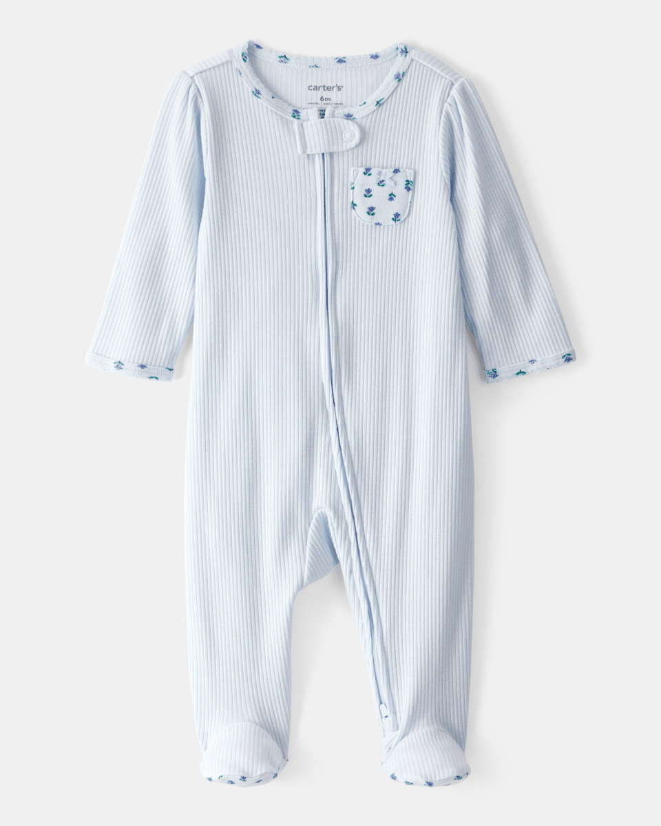 Pijama una pieza de algodón térmico, con pie, diseño floral - Carter's