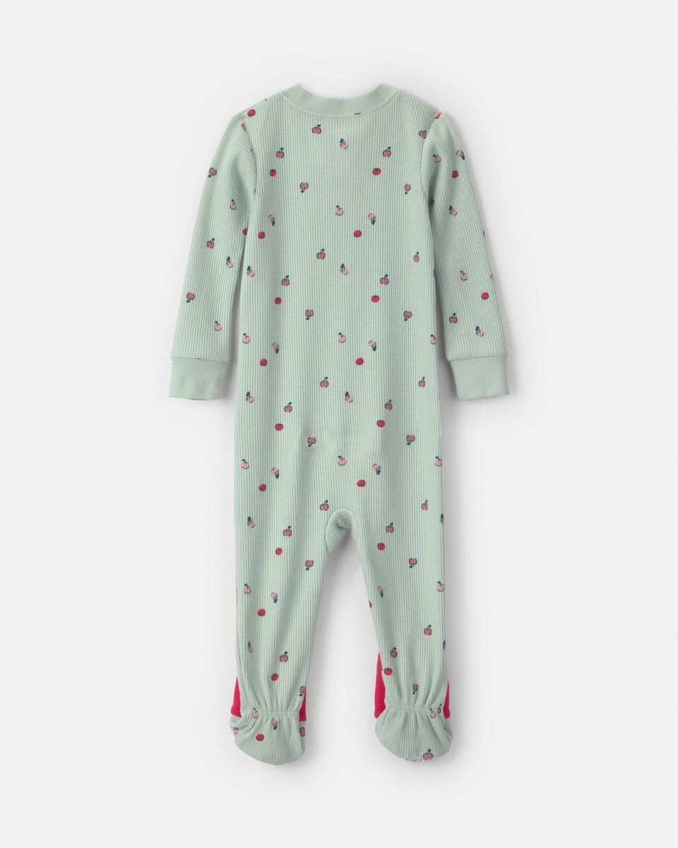Pijama una pieza térmico con pie, manzanas en verde - Carter's