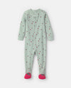 Pijama una pieza térmico con pie, manzanas en verde