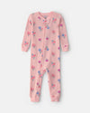Thermal one-piece pajamas, pink flowers