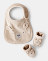 Bib and bootie set with bear
