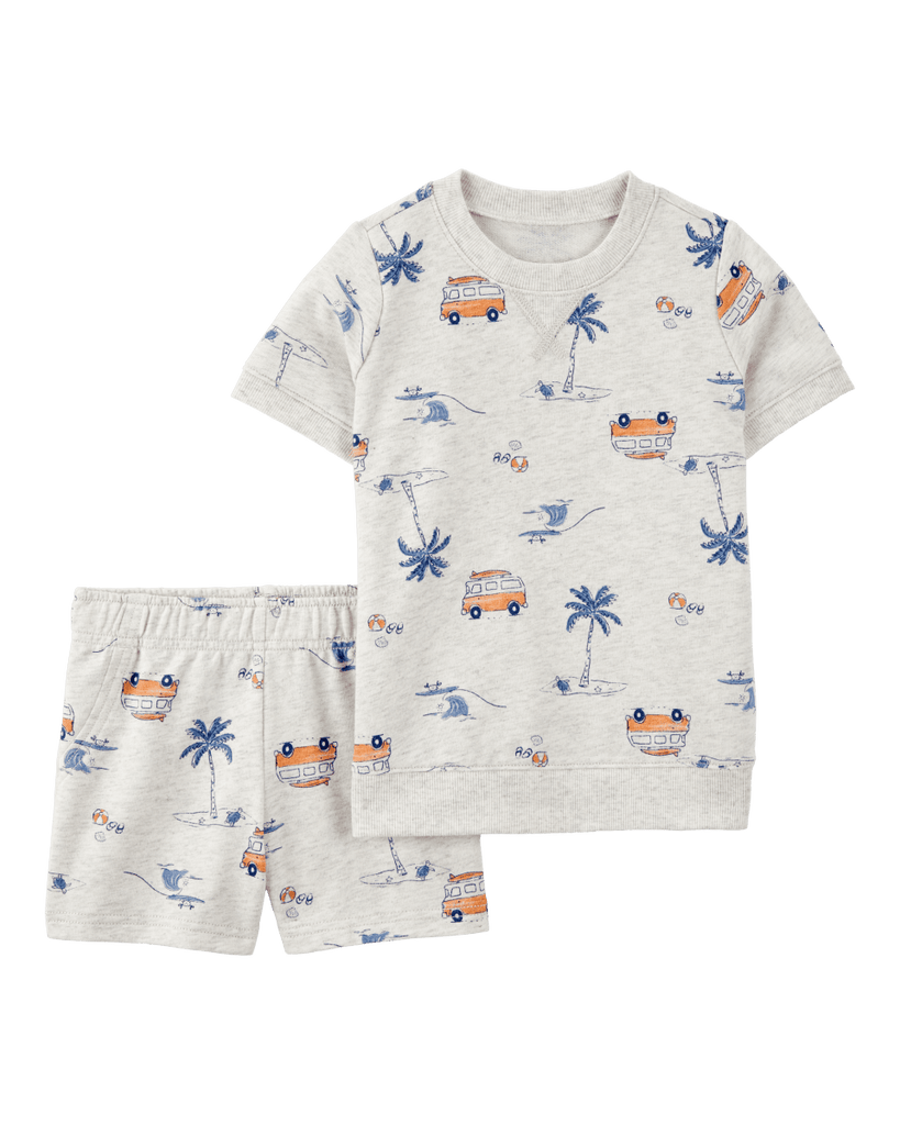Set dos piezas, pantalón corto y camiseta, diseño playa - Carter´s