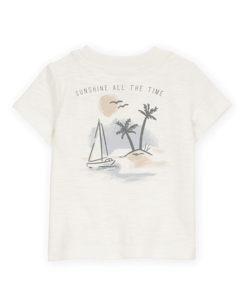 Set tres piezas de algodón, pantalón corto, camisa y camiseta, diseño tropical - Carter´s
