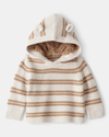 Oatmeal striped bear hoodie