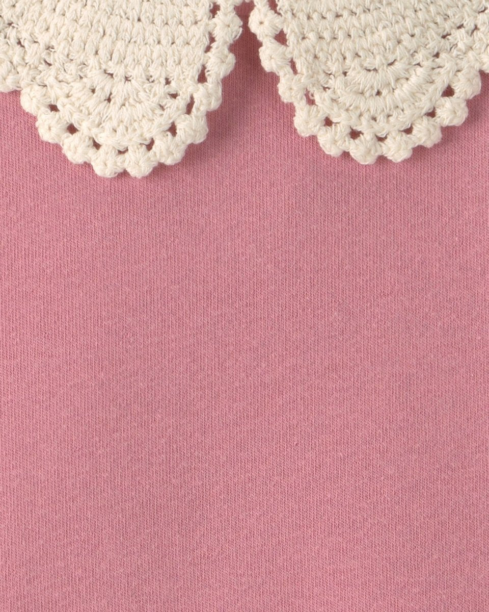 Sudadera de polar con cuello de ganchillo, rosa - Carter's