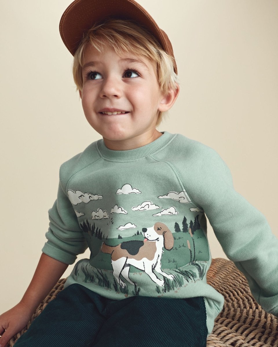 Sudadera de polar con perro y paisaje, verde - Carter's