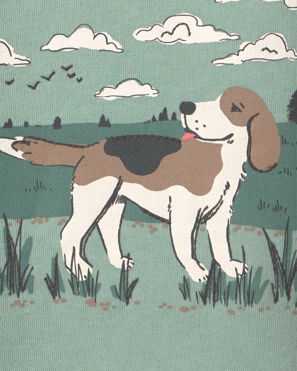 Sudadera de polar con perro y paisaje, verde - Carter's