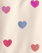 Sudadera de rizo con corazones de lentejuelas, crema - Carter's