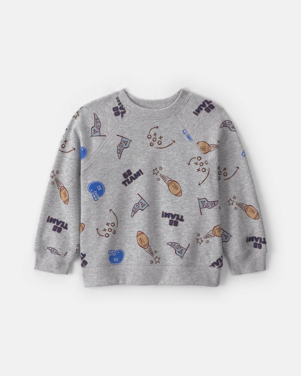 Sudadera de rizo francés «Game Day» con manga ranglan, gris - Carter's
