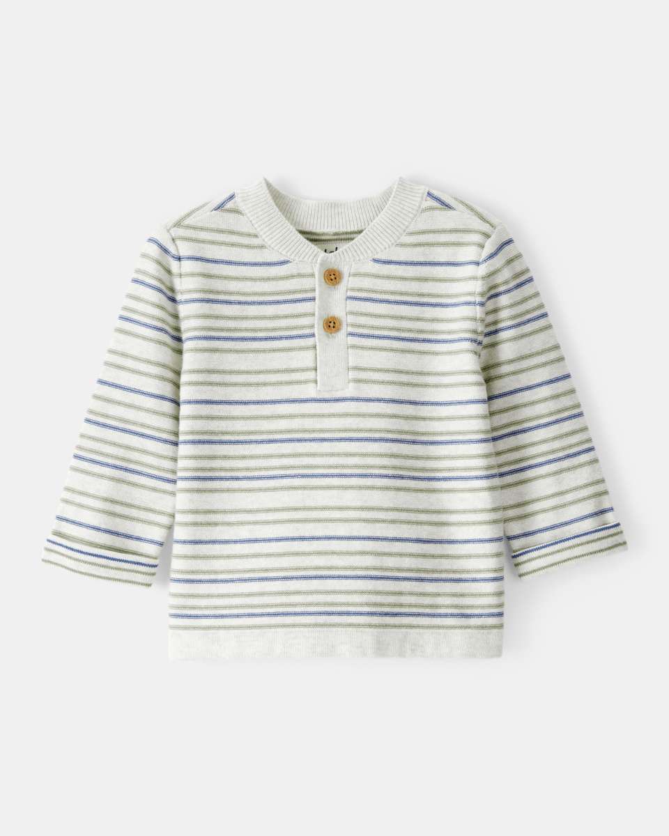 Suéter gris jaspeado de punto con cuello redondo - Carter's