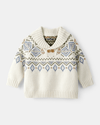 Suéter intarsia blanco de punto con diseño estampado