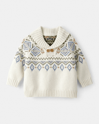 Suéter intarsia blanco de punto con diseño estampado - Carter's
