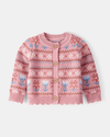 Suéter intarsia rosa de punto con diseño estampado