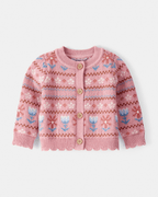Suéter intarsia rosa de punto con diseño estampado - Carter's