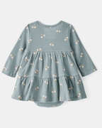 Vestido body de manga larga floral en canalé waffle - Carter's