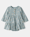 Vestido body de manga larga floral en canalé waffle