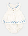 Vestido con body y bordado floral