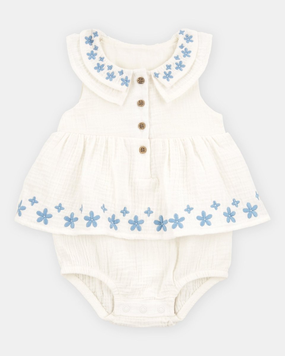 Vestido con body y bordado floral - Carter's