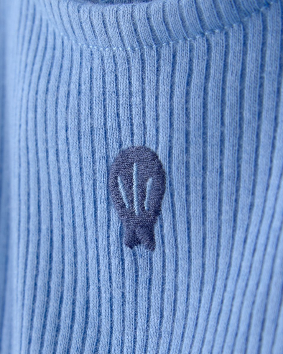 Vestido de algodón con body integrado, diseño concha azul - Carter's