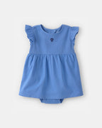 Vestido de algodón con body integrado, diseño concha azul - Carter's
