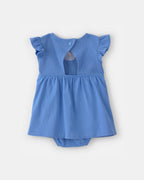 Vestido de algodón con body integrado, diseño concha azul - Carter's