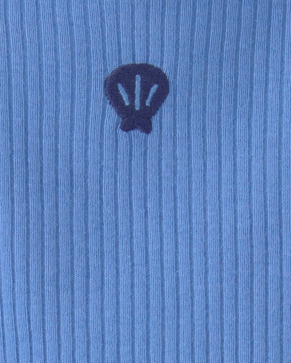 Vestido de algodón con body integrado, diseño concha azul - Carter's