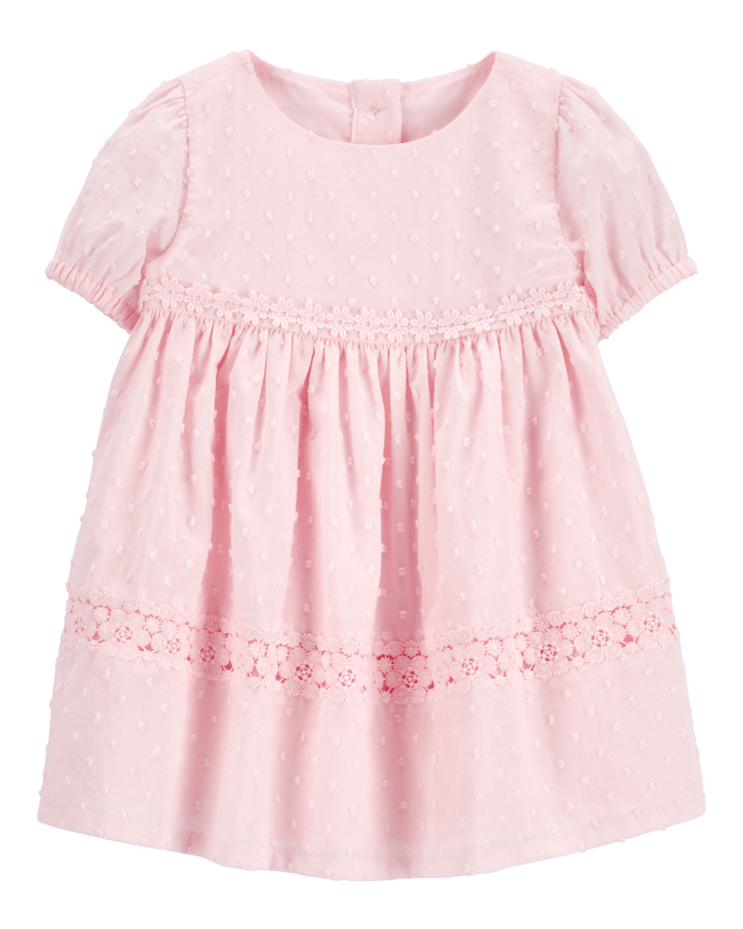 Vestido de algodón rosa con textura para bebé niña - Carter's