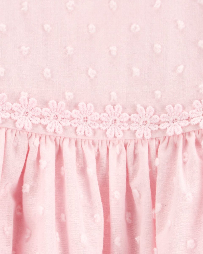 Vestido de algodón rosa con textura para bebé niña - Carter's