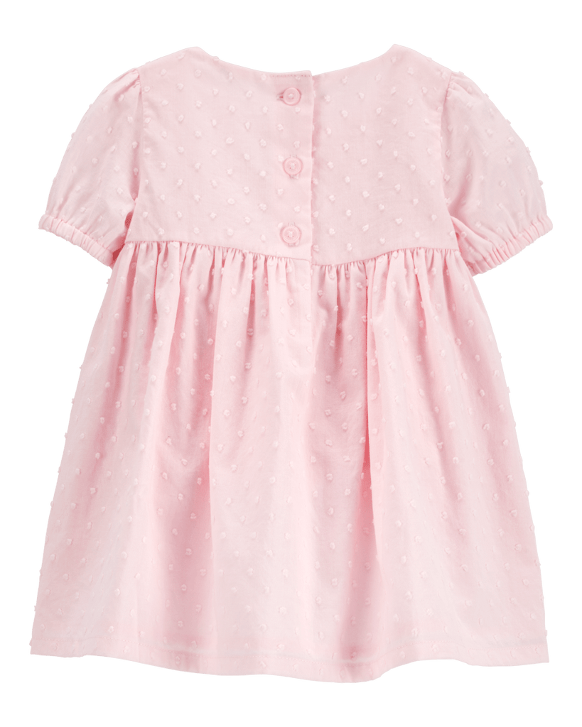 Vestido de algodón rosa con textura para bebé niña - Carter's