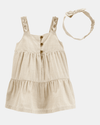 Vestido de algodón y vincha, diseño a rayas