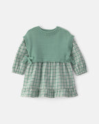 Vestido de franela con chaleco de punto, cuadros verdes - Carter's
