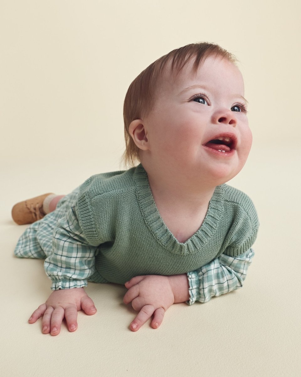 Vestido de franela con chaleco de punto, cuadros verdes - Carter's