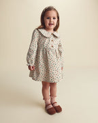 Vestido de pana de manga larga con cuello, floral - Carter's