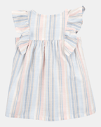 Vestido de rayas con mangas de volantes - Carter's