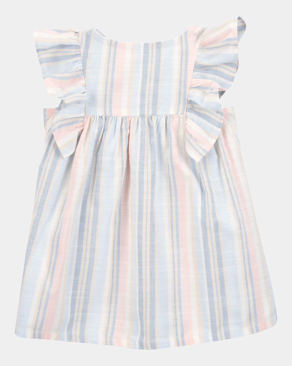 Vestido de rayas con mangas de volantes - Carter's
