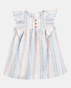 Vestido de rayas con mangas de volantes