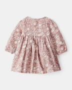 Vestido floral multicolor de manga larga en tejido suave - Carter's