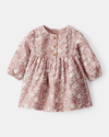 Vestido floral multicolor de manga larga en tejido suave