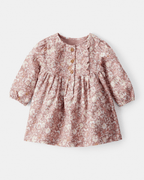 Vestido floral multicolor de manga larga en tejido suave - Carter's