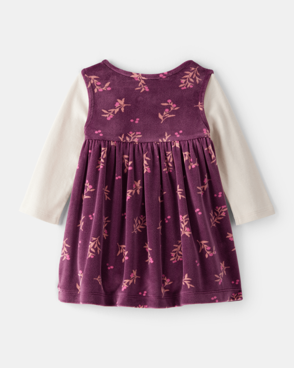 Vestido sin mangas de felpa floral con camiseta morado - Carter's
