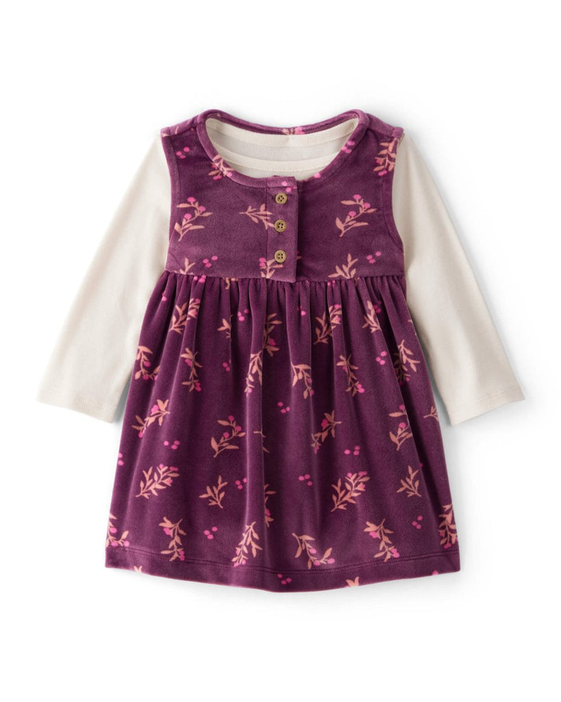 Vestido sin mangas de felpa floral con camiseta morado - Carter's